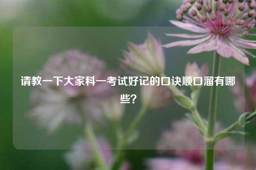 请教一下大家科一考试好记的口诀顺口溜有哪些？